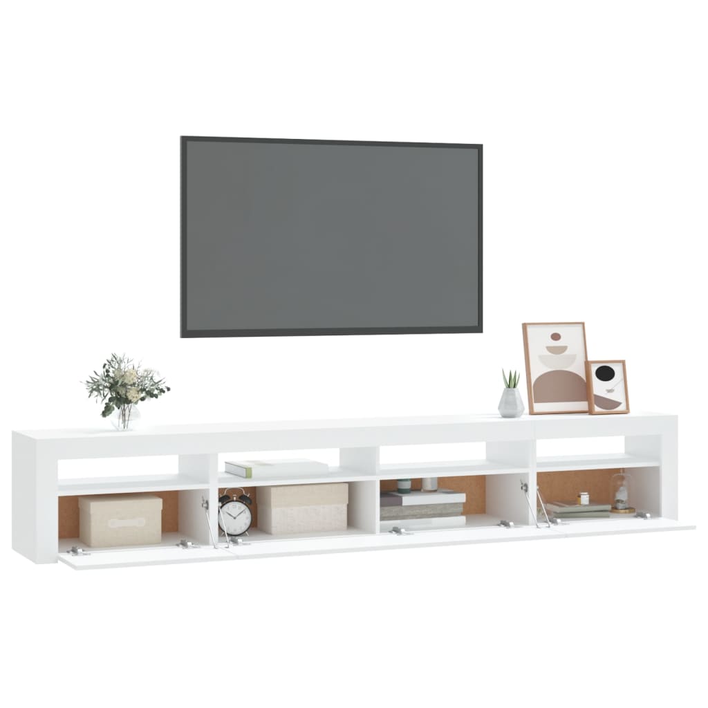 tv-skab med LED-lys 240x35x40 cm hvid