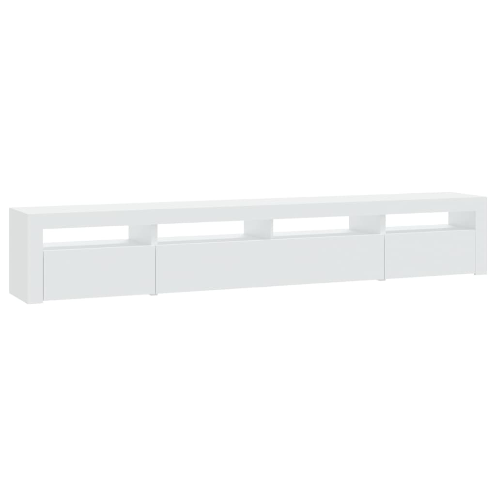 tv-skab med LED-lys 240x35x40 cm hvid