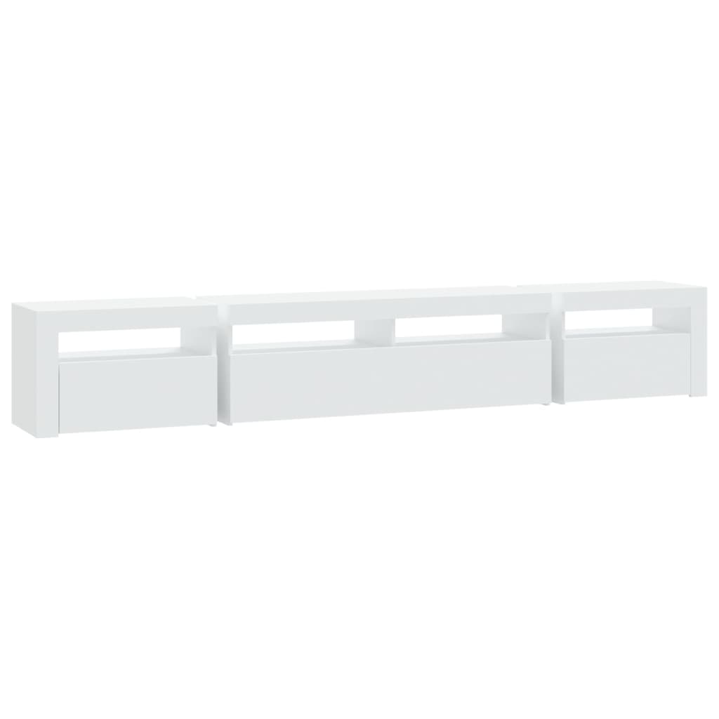 tv-skab med LED-lys 240x35x40 cm hvid