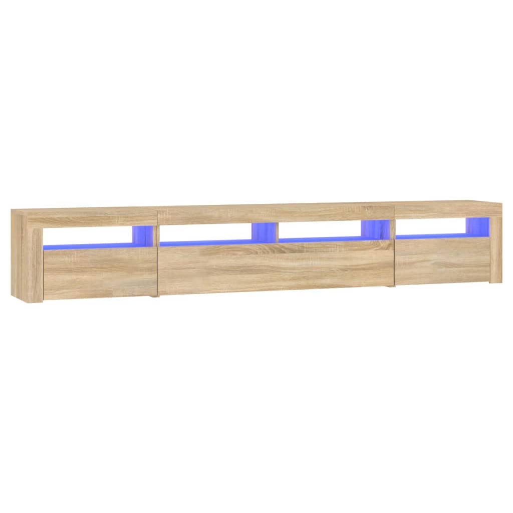 tv-skab med LED-lys 240x35x40 cm sonoma-eg