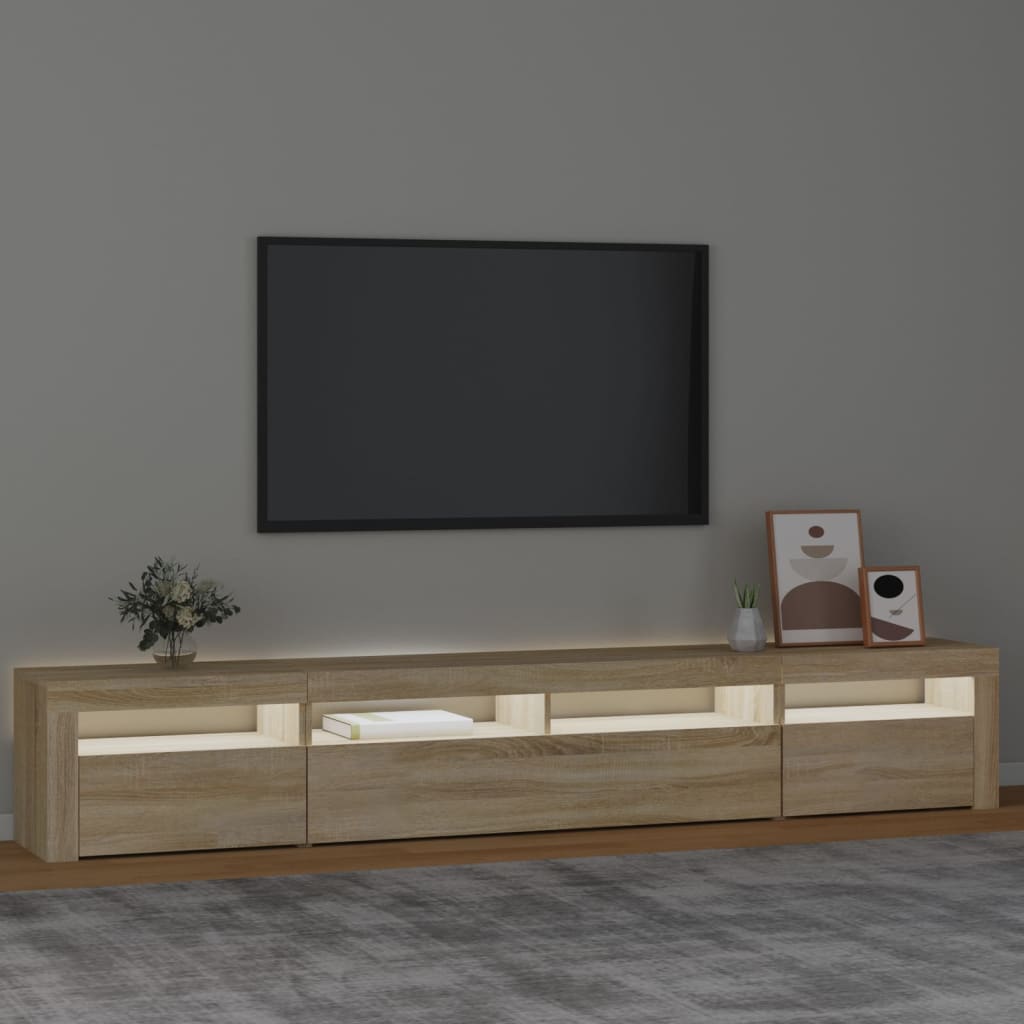 tv-skab med LED-lys 240x35x40 cm sonoma-eg