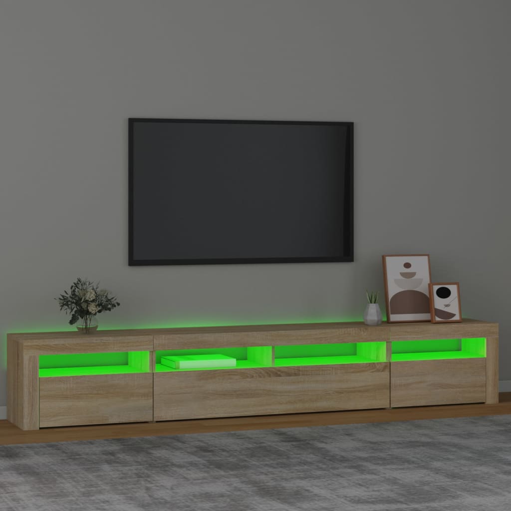 tv-skab med LED-lys 240x35x40 cm sonoma-eg