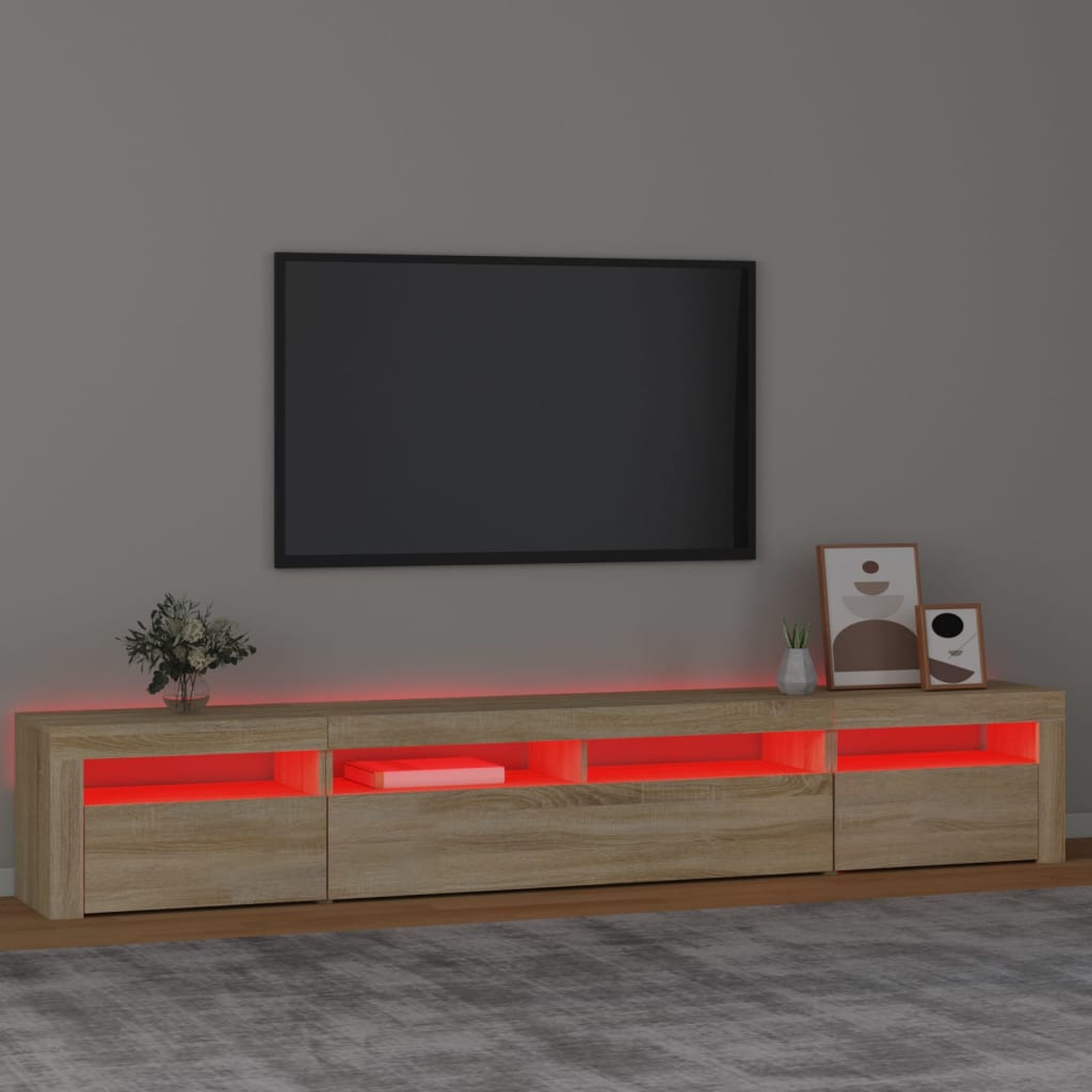 tv-skab med LED-lys 240x35x40 cm sonoma-eg