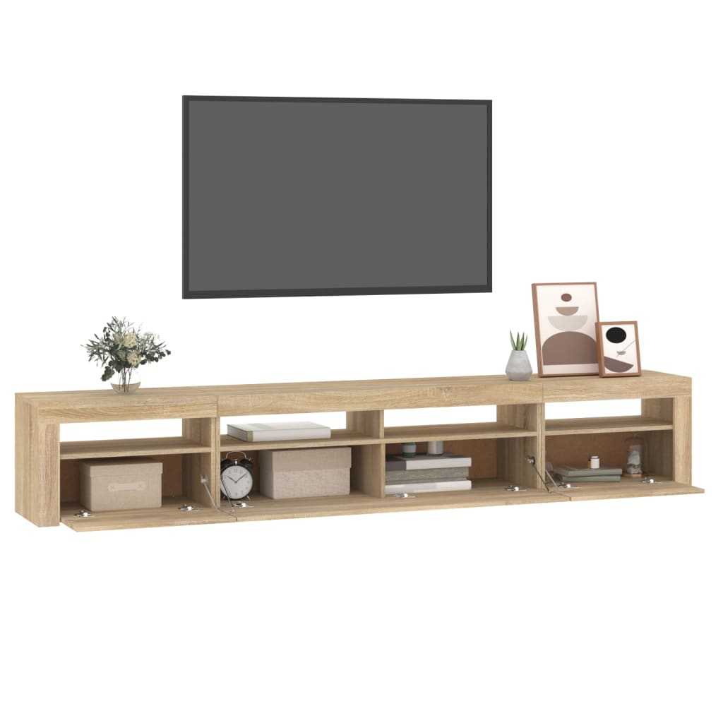 tv-skab med LED-lys 240x35x40 cm sonoma-eg