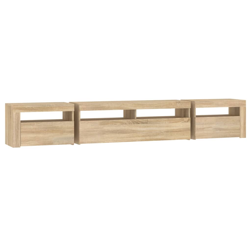 tv-skab med LED-lys 240x35x40 cm sonoma-eg
