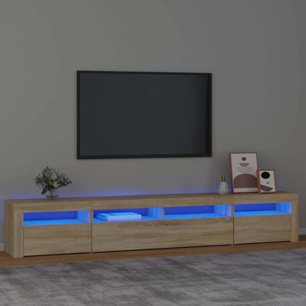 tv-skab med LED-lys 240x35x40 cm sonoma-eg