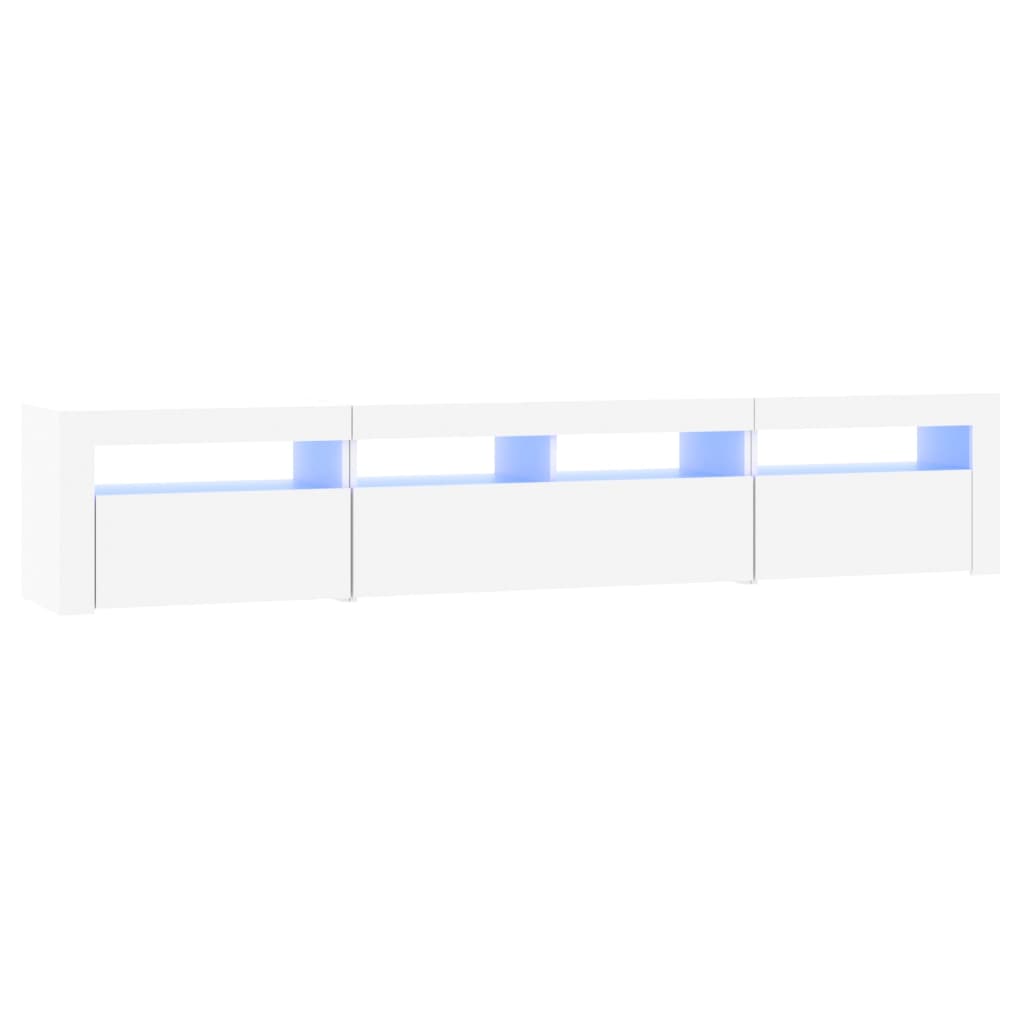 tv-skab med LED-lys 210x35x40 cm hvid