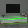 tv-skab med LED-lys 210x35x40 cm hvid