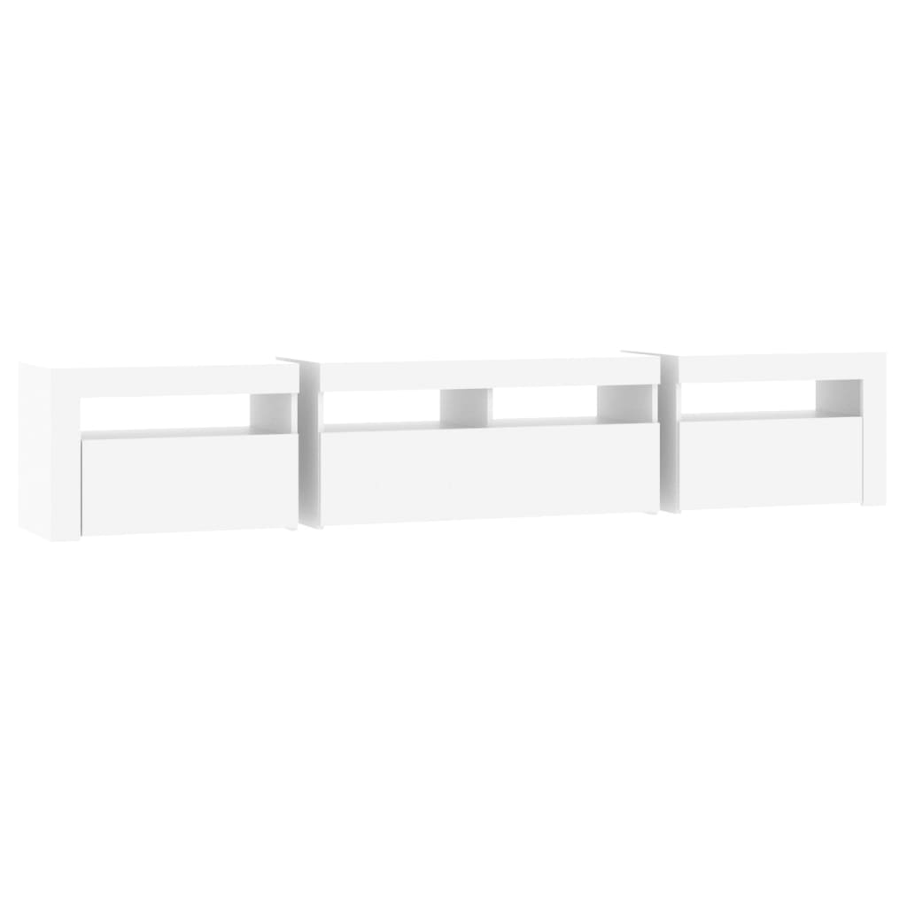 tv-skab med LED-lys 210x35x40 cm hvid