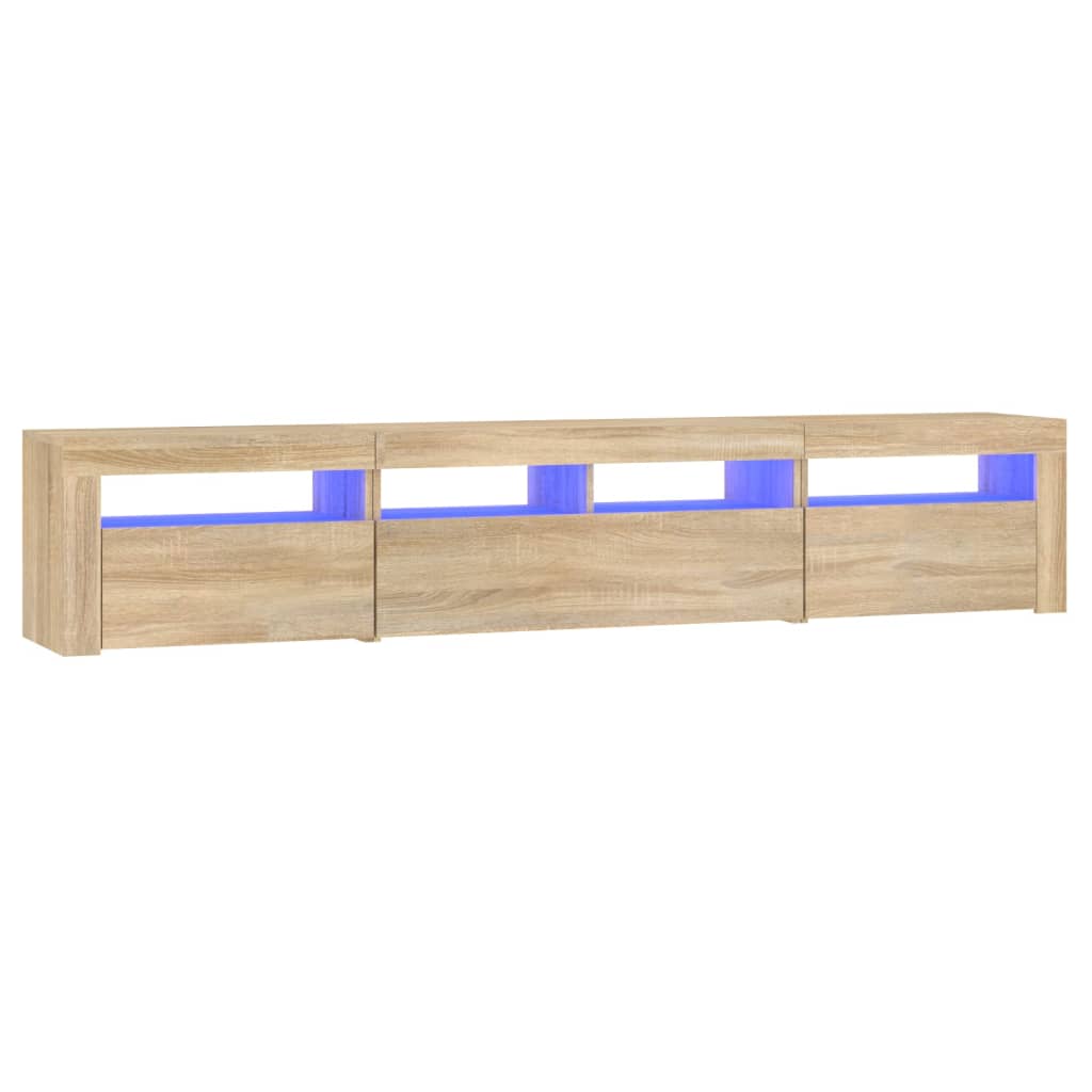 tv-skab med LED-lys 210x35x40 cm Sonoma-eg