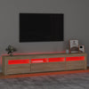 tv-skab med LED-lys 210x35x40 cm Sonoma-eg