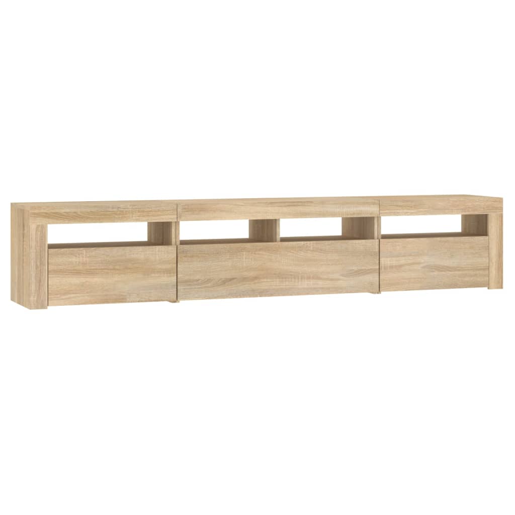 tv-skab med LED-lys 210x35x40 cm Sonoma-eg