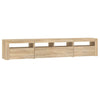tv-skab med LED-lys 210x35x40 cm Sonoma-eg