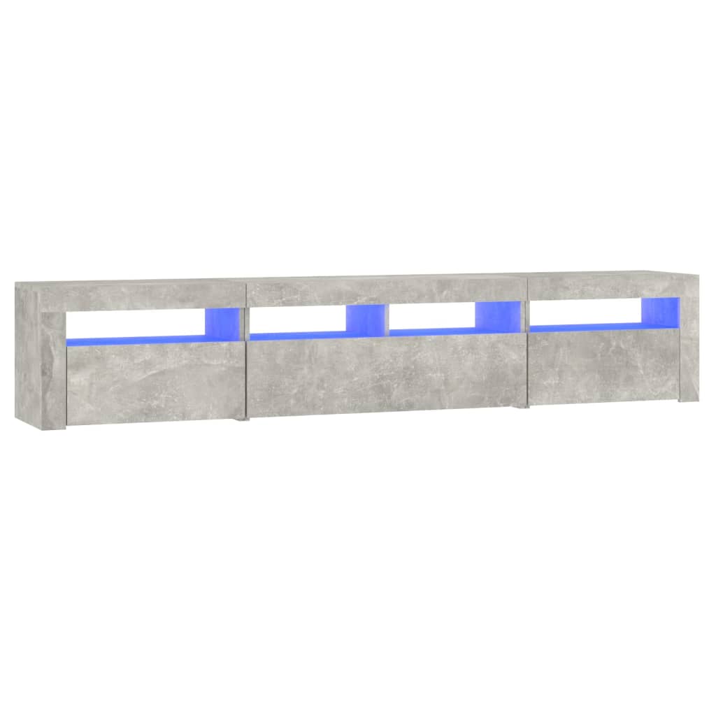tv-skab med LED-lys 210x35x40 cm betongrå