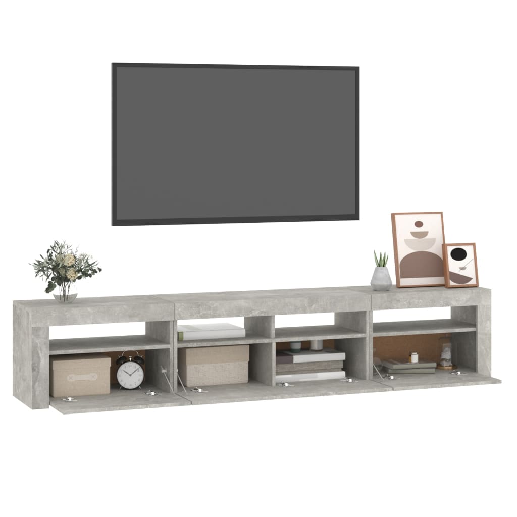 tv-skab med LED-lys 210x35x40 cm betongrå