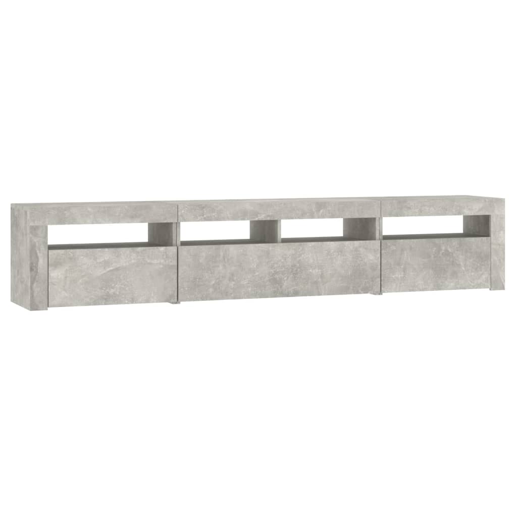 tv-skab med LED-lys 210x35x40 cm betongrå