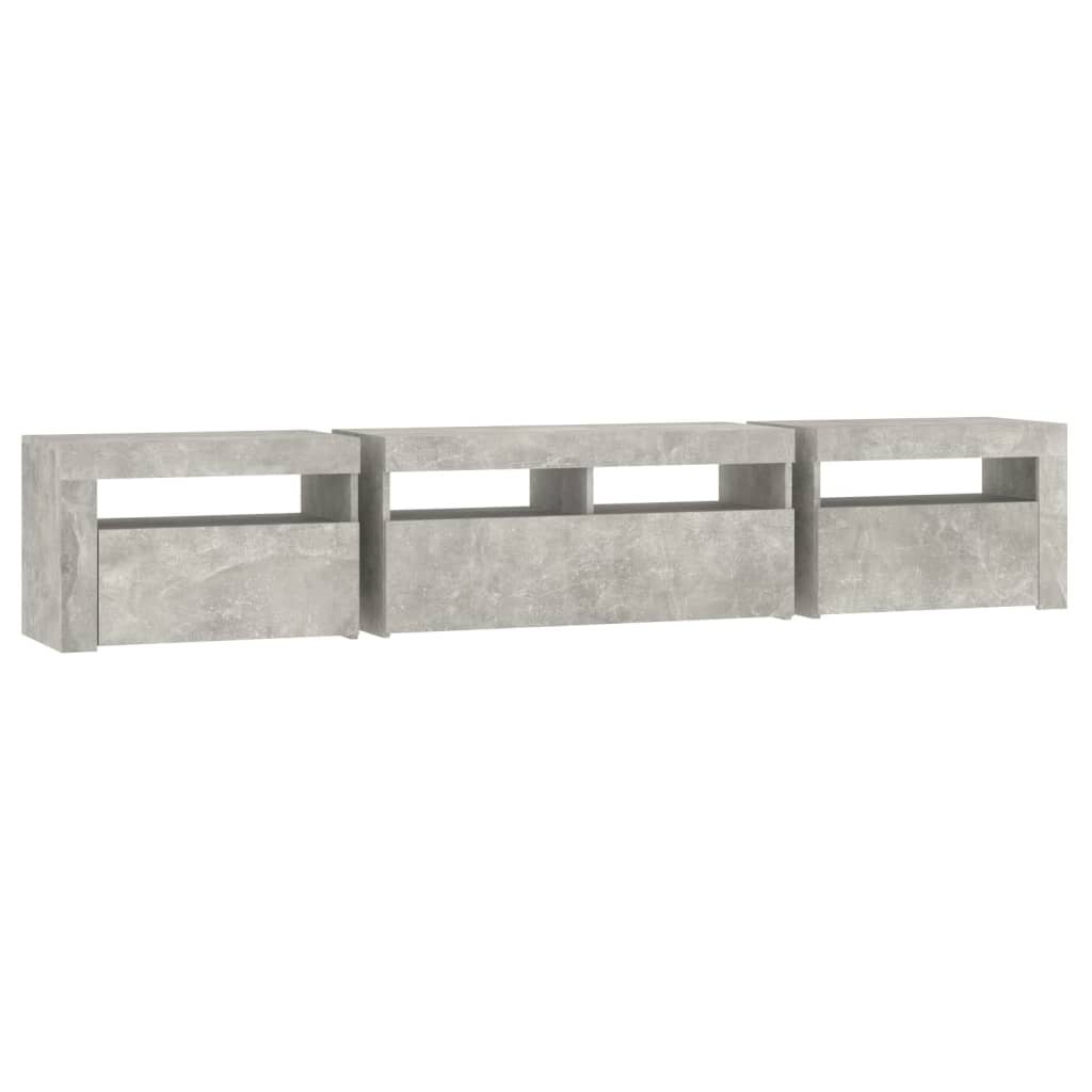 tv-skab med LED-lys 210x35x40 cm betongrå