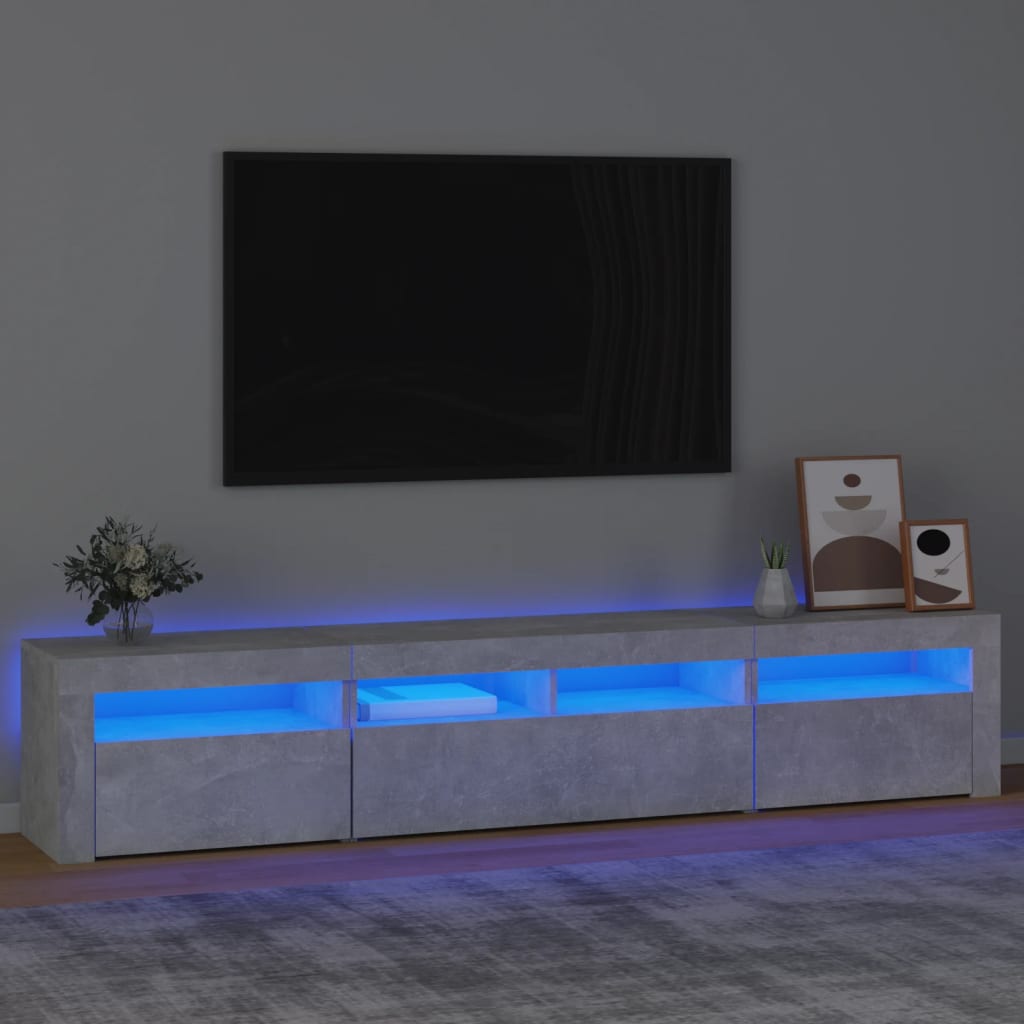 tv-skab med LED-lys 210x35x40 cm betongrå