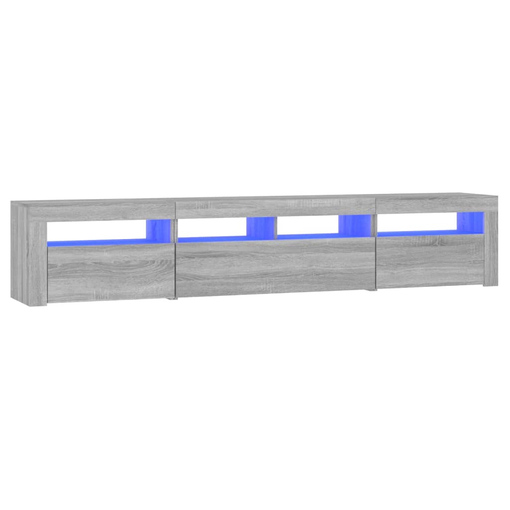 tv-skab med LED-lys 210x35x40 cm Grå sonoma-eg