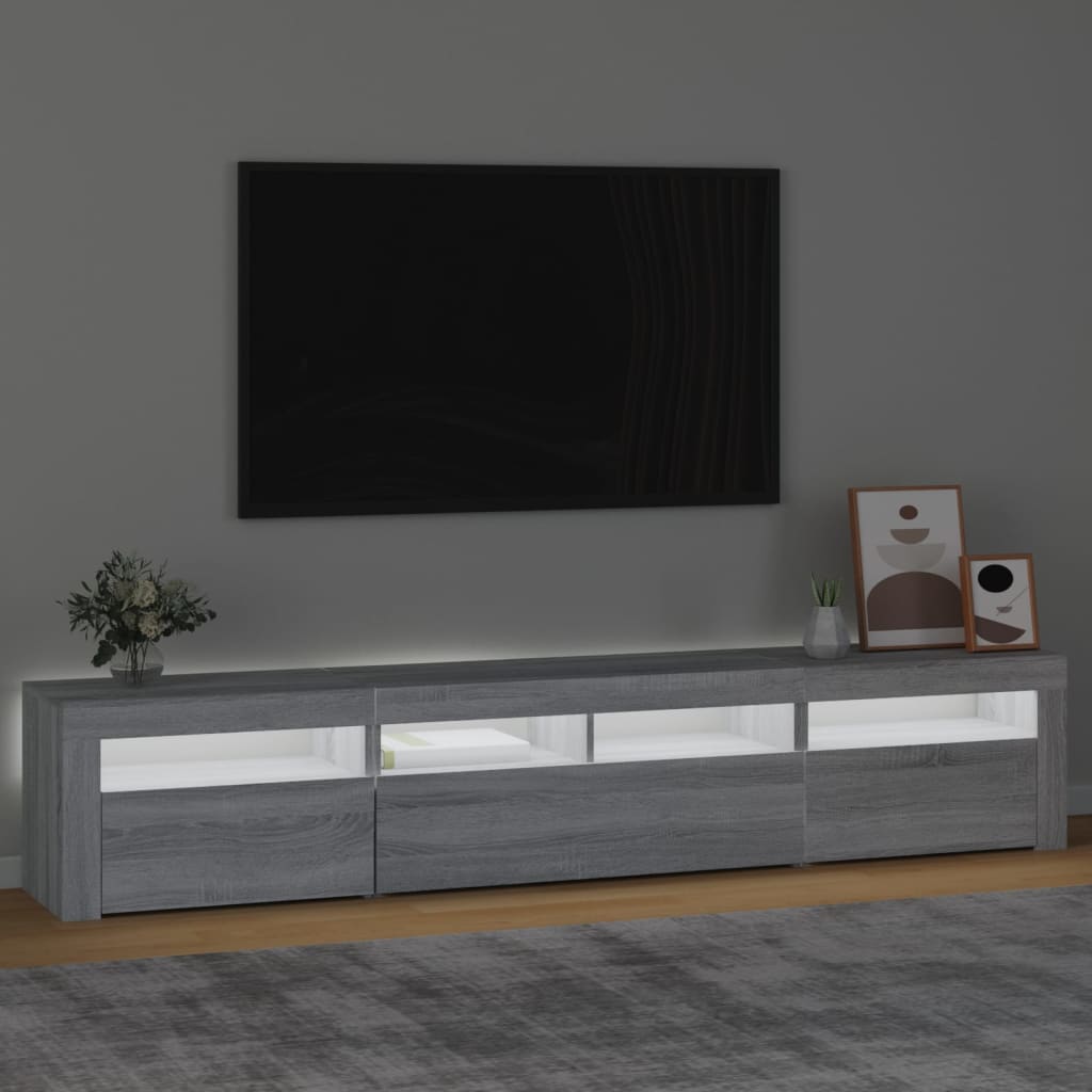 tv-skab med LED-lys 210x35x40 cm Grå sonoma-eg
