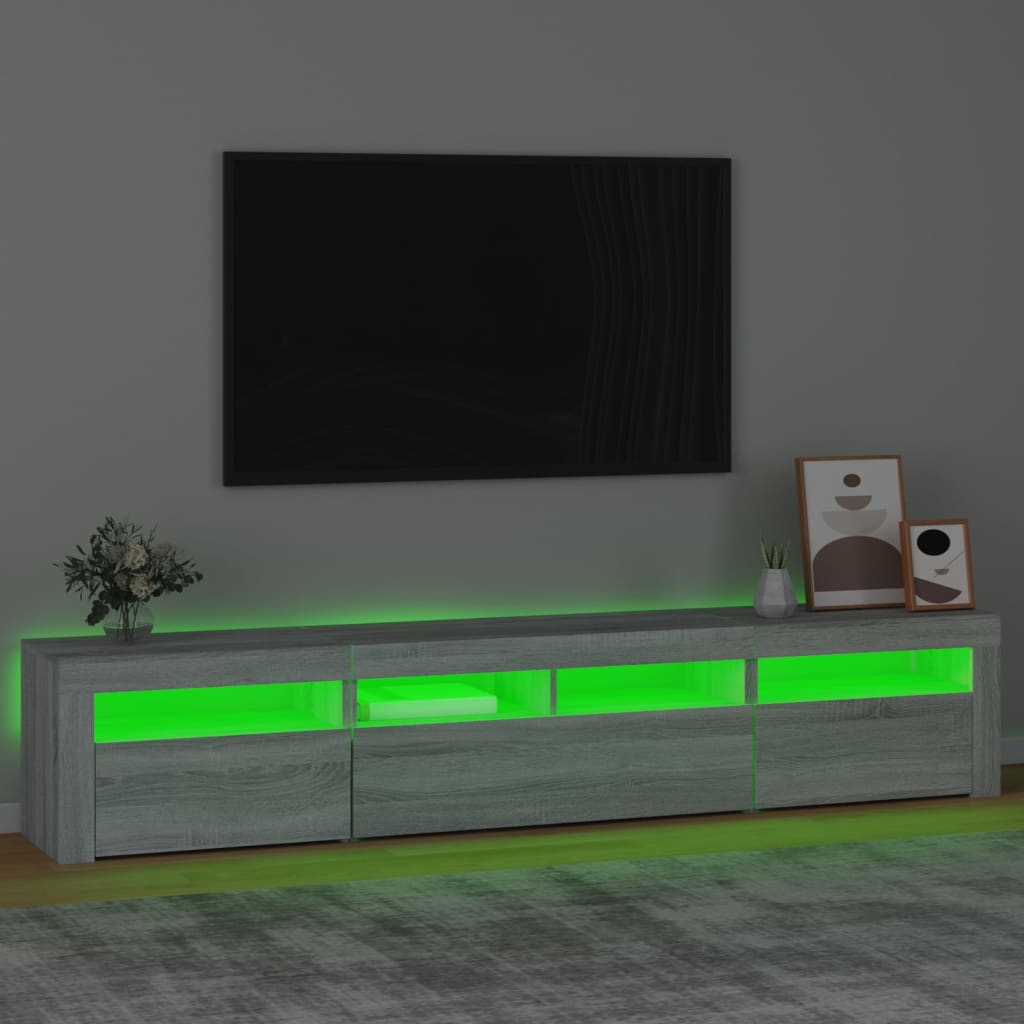 tv-skab med LED-lys 210x35x40 cm Grå sonoma-eg