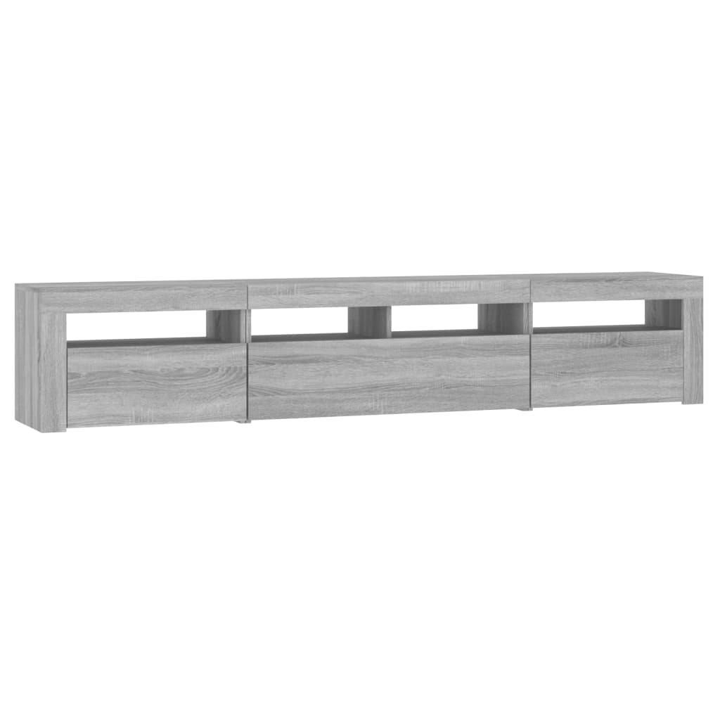 tv-skab med LED-lys 210x35x40 cm Grå sonoma-eg
