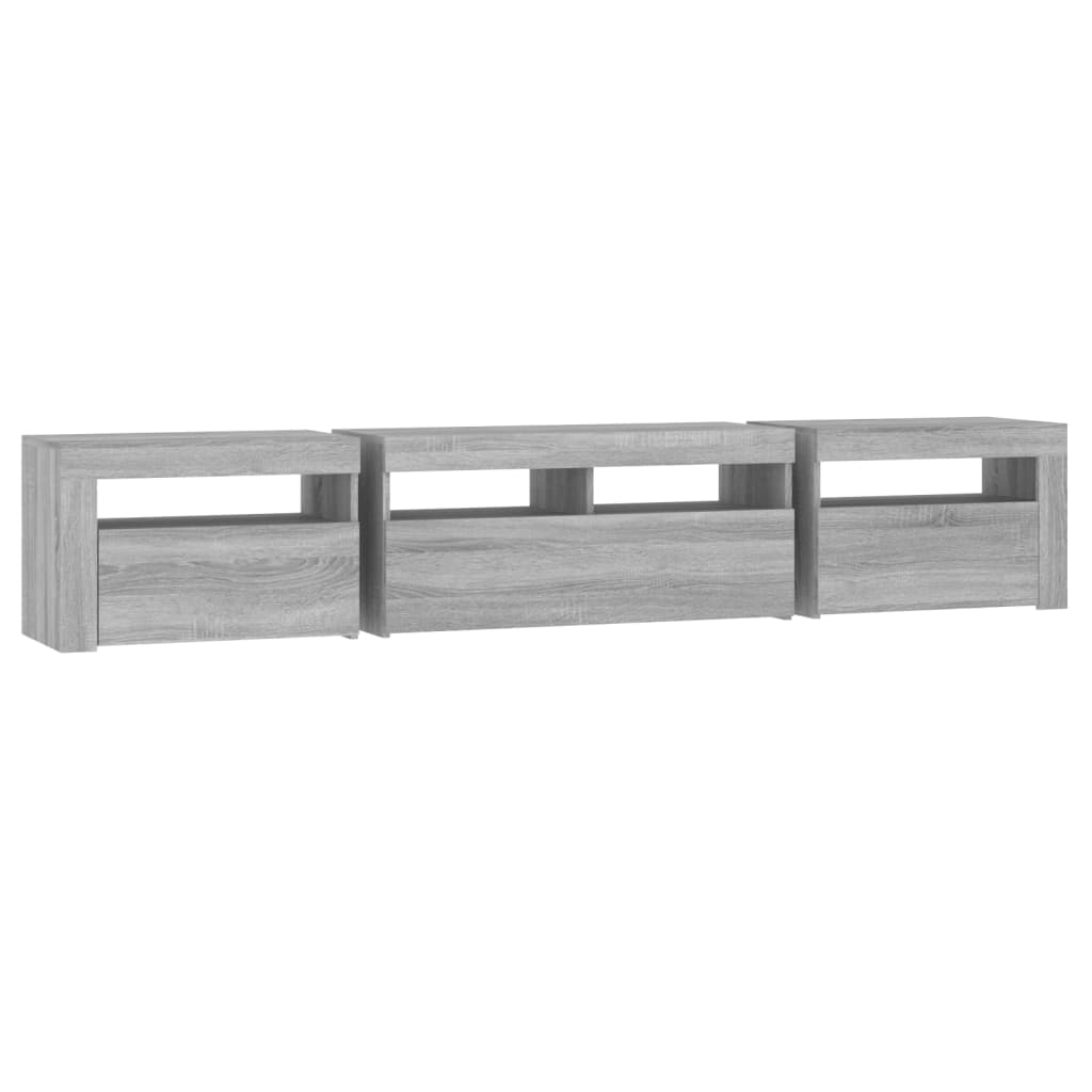 tv-skab med LED-lys 210x35x40 cm Grå sonoma-eg