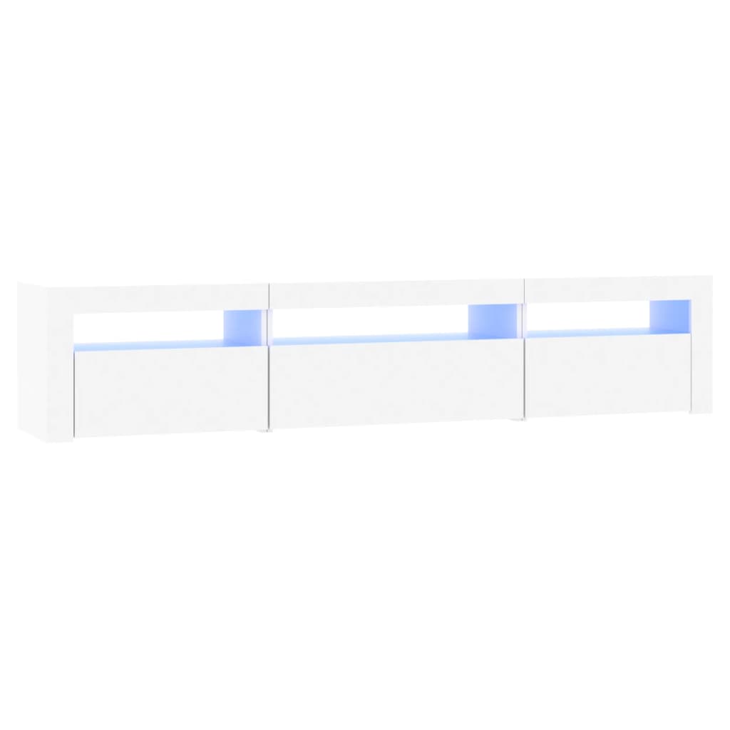 tv-skab med LED-lys 195x35x40 cm hvid