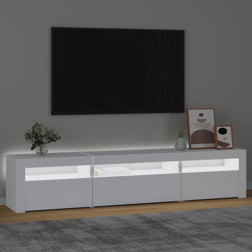 tv-skab med LED-lys 195x35x40 cm hvid