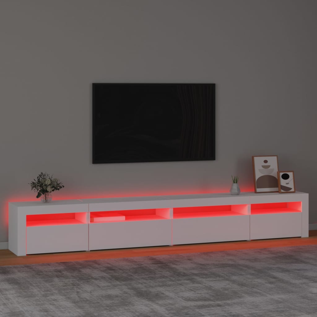 tv-skab med LED-lys 270x35x40 cm hvid