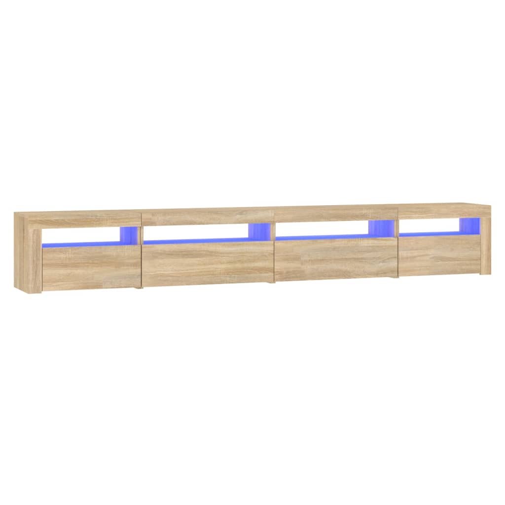 tv-skab med LED-lys 270x35x40 cm Sonoma-eg
