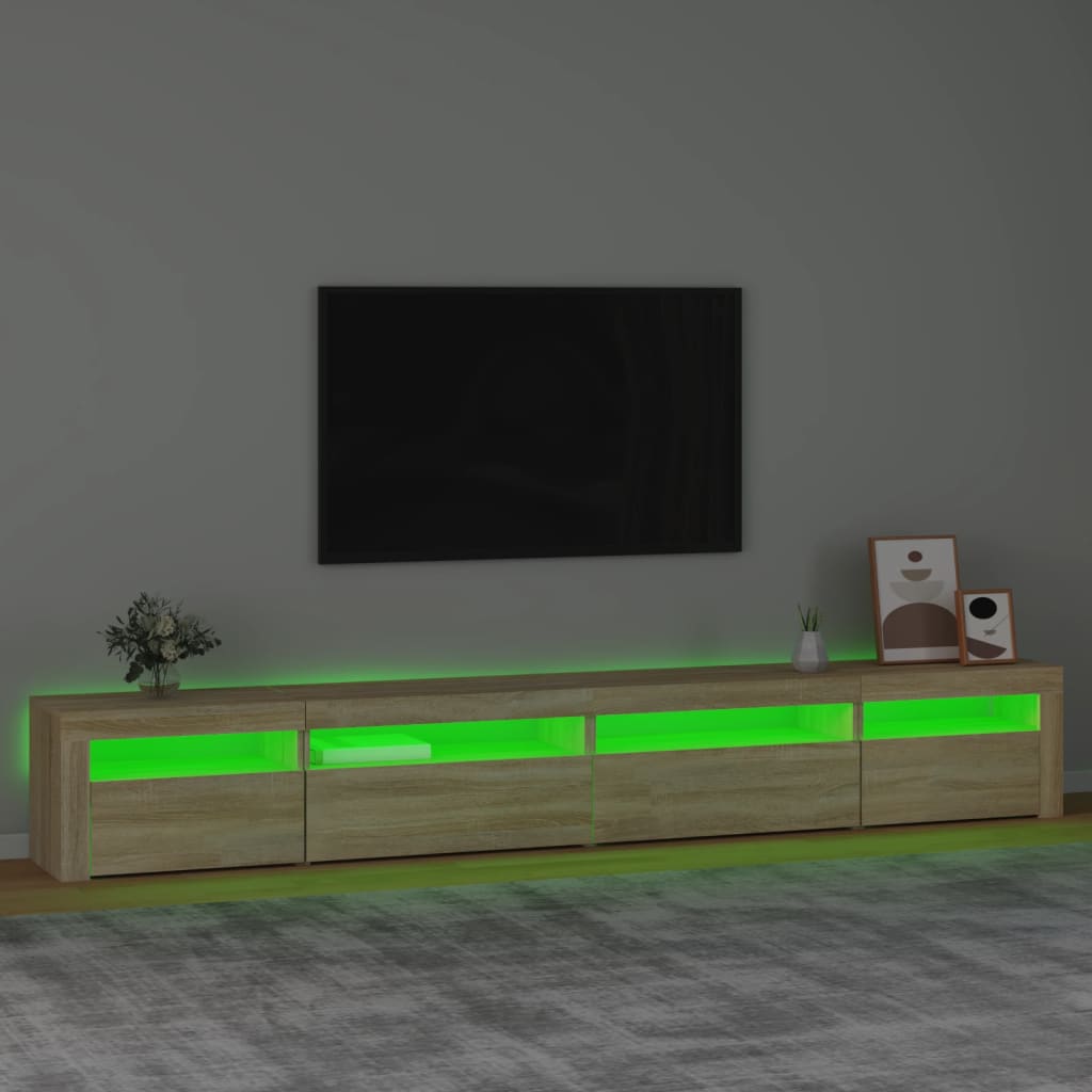 tv-skab med LED-lys 270x35x40 cm Sonoma-eg