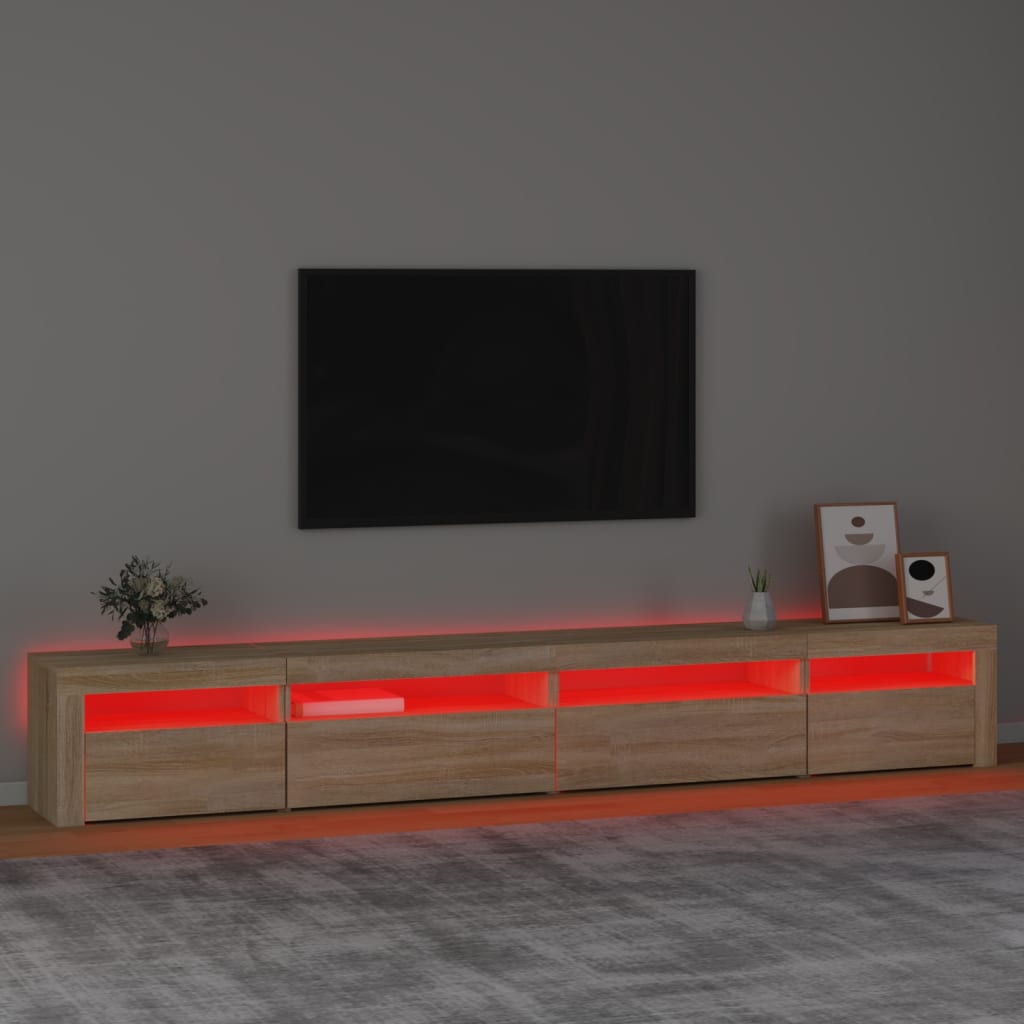 tv-skab med LED-lys 270x35x40 cm Sonoma-eg