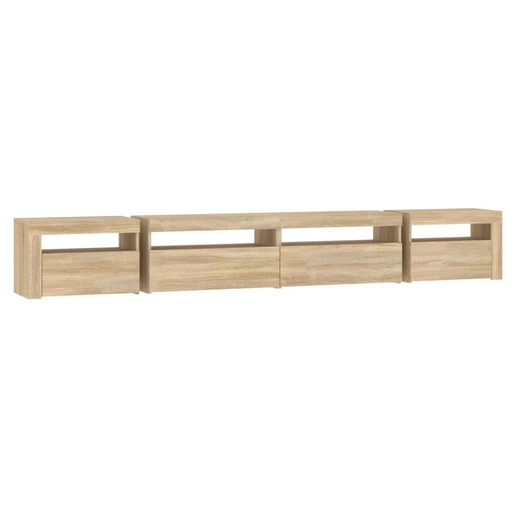 tv-skab med LED-lys 270x35x40 cm Sonoma-eg