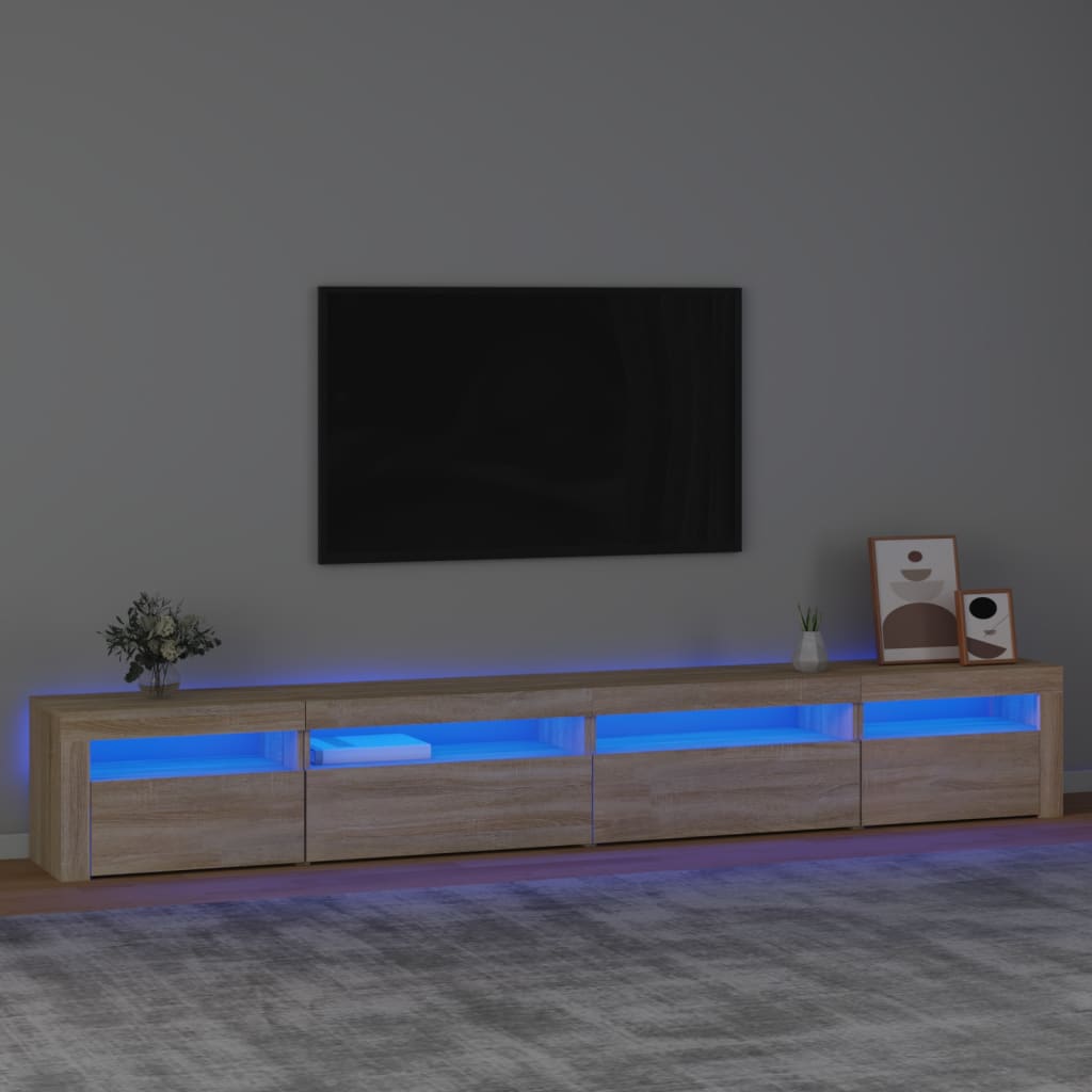 tv-skab med LED-lys 270x35x40 cm Sonoma-eg