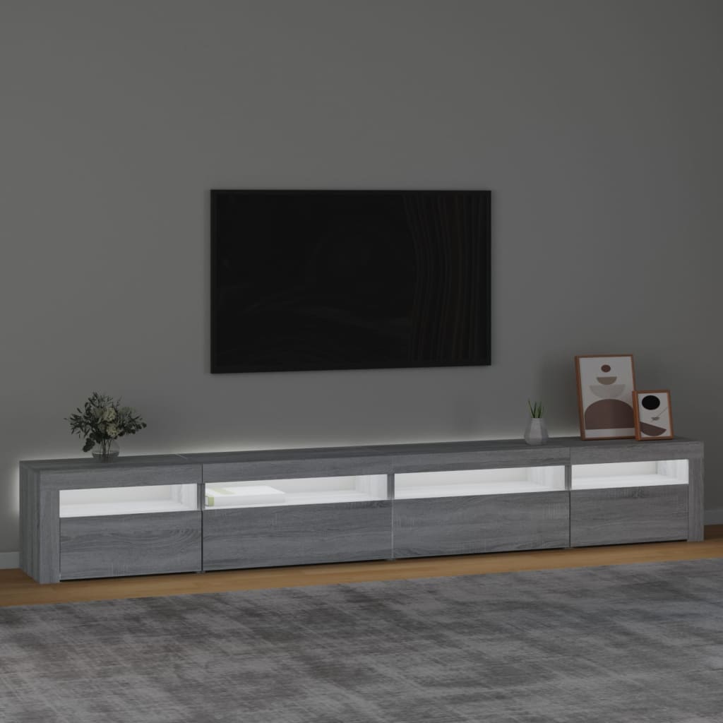 tv-skab med LED-lys 270x35x40 cm Grå sonoma-eg