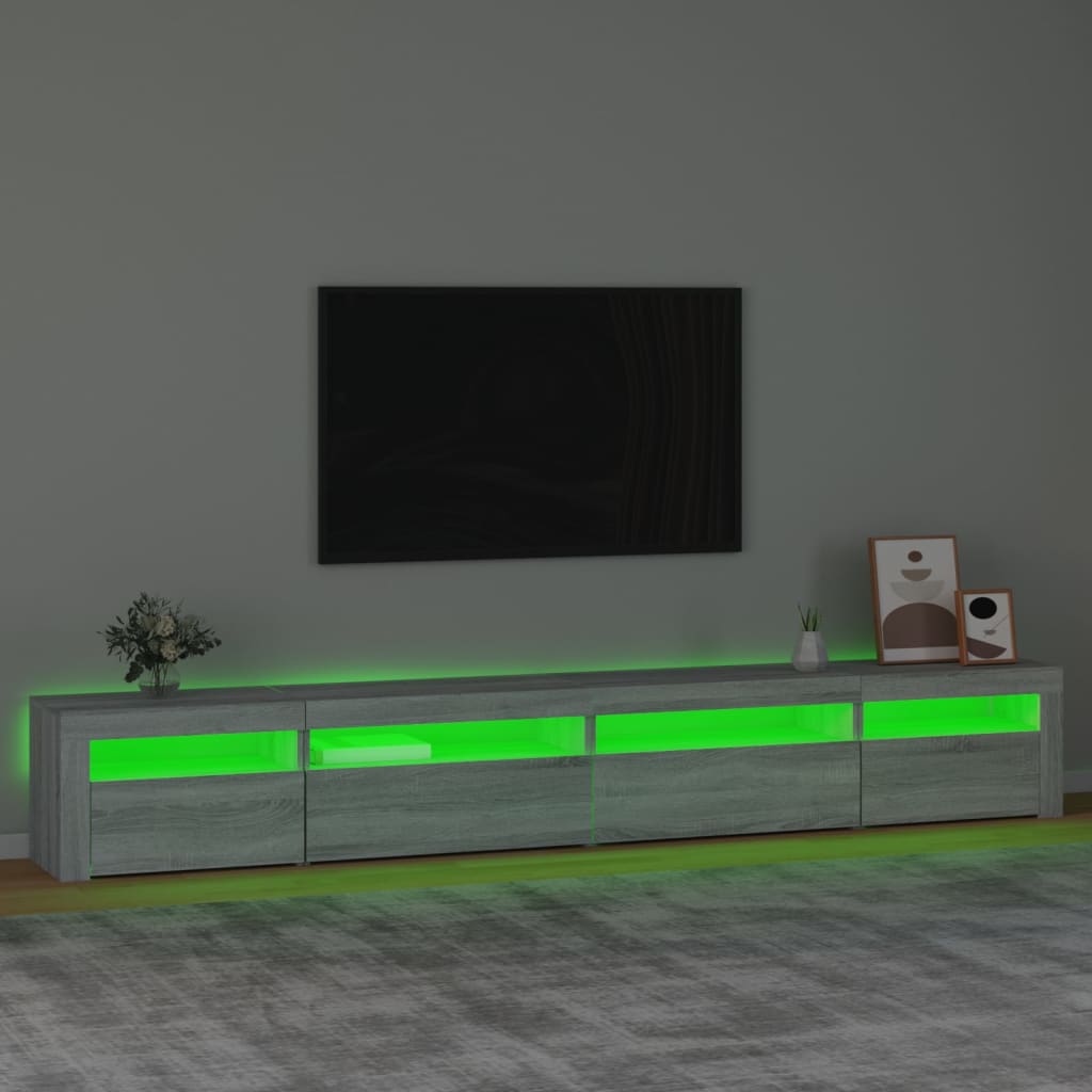 tv-skab med LED-lys 270x35x40 cm Grå sonoma-eg