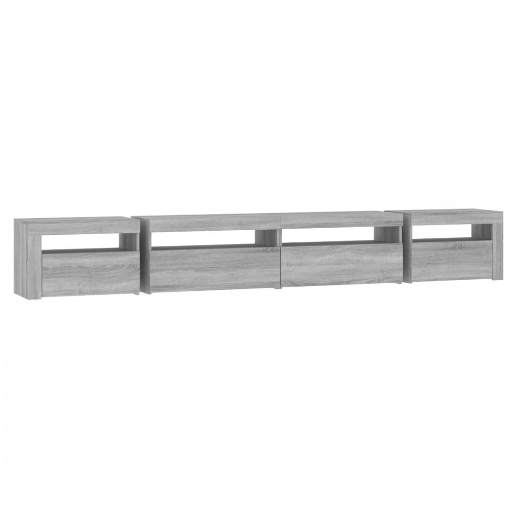 tv-skab med LED-lys 270x35x40 cm Grå sonoma-eg