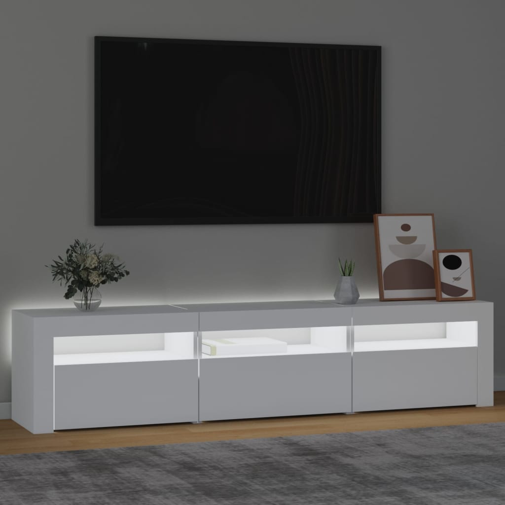 tv-skab med LED-lys 180x35x40 cm hvid