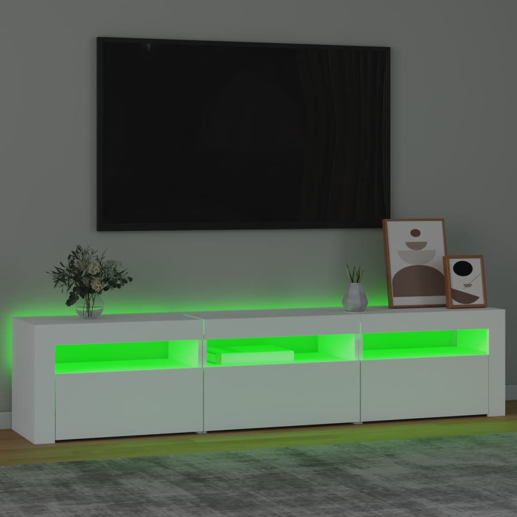 tv-skab med LED-lys 180x35x40 cm hvid