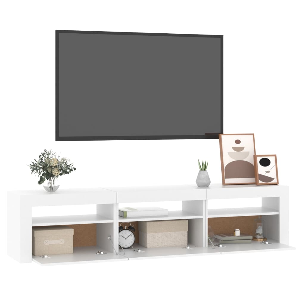 tv-skab med LED-lys 180x35x40 cm hvid