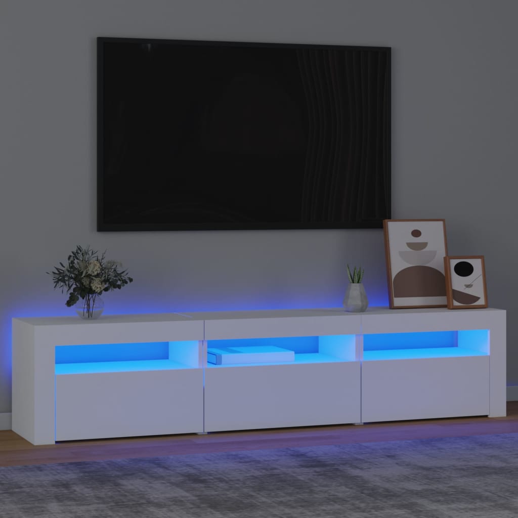 tv-skab med LED-lys 180x35x40 cm hvid