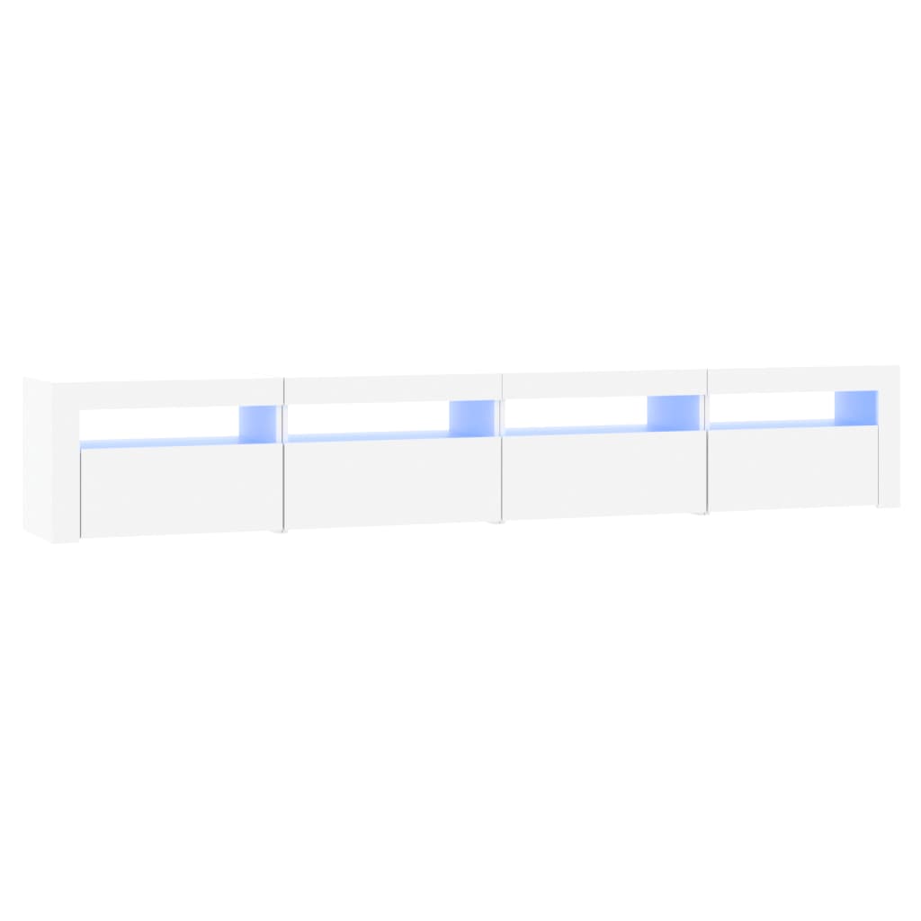 tv-skab med LED-lys 240x35x40 cm hvid