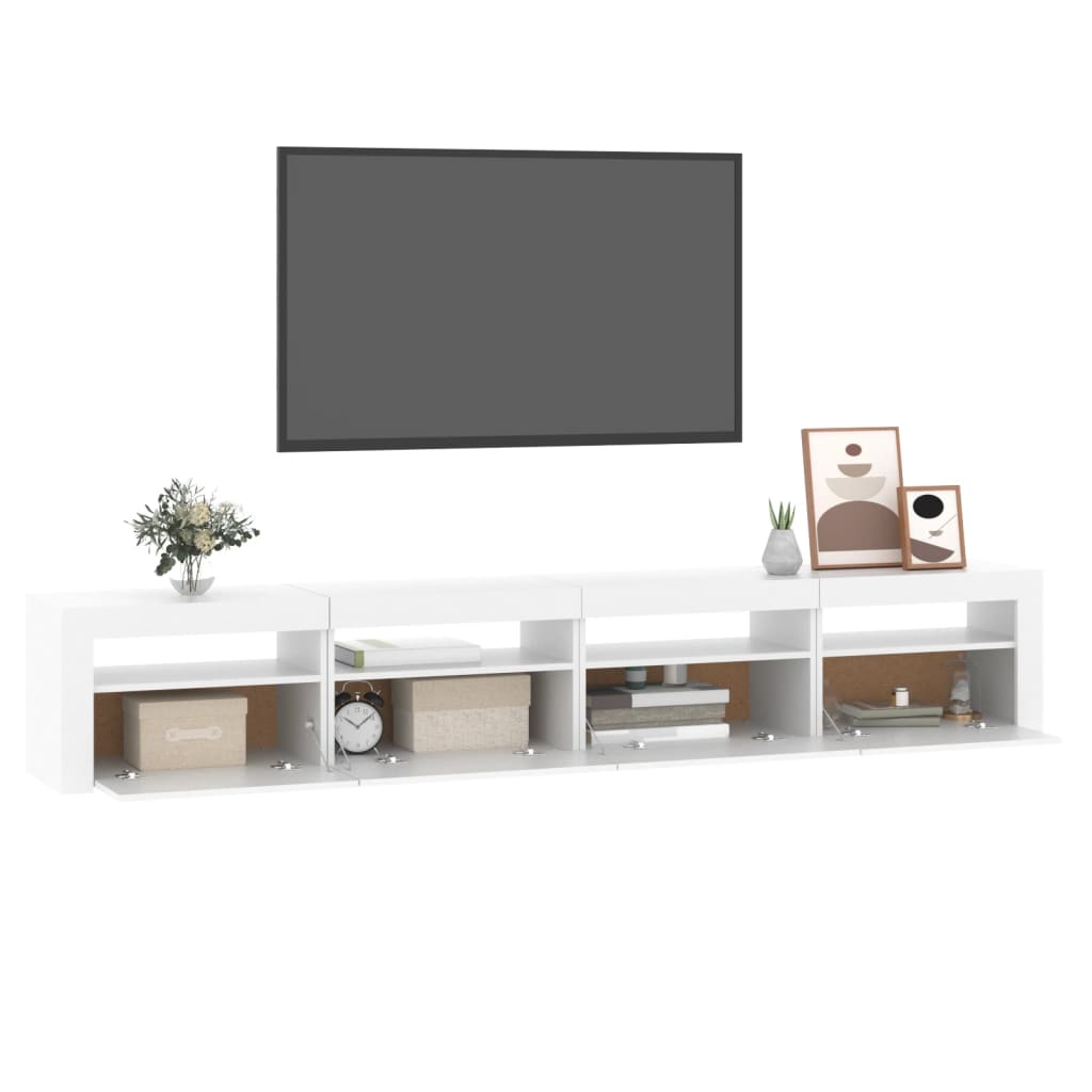 tv-skab med LED-lys 240x35x40 cm hvid