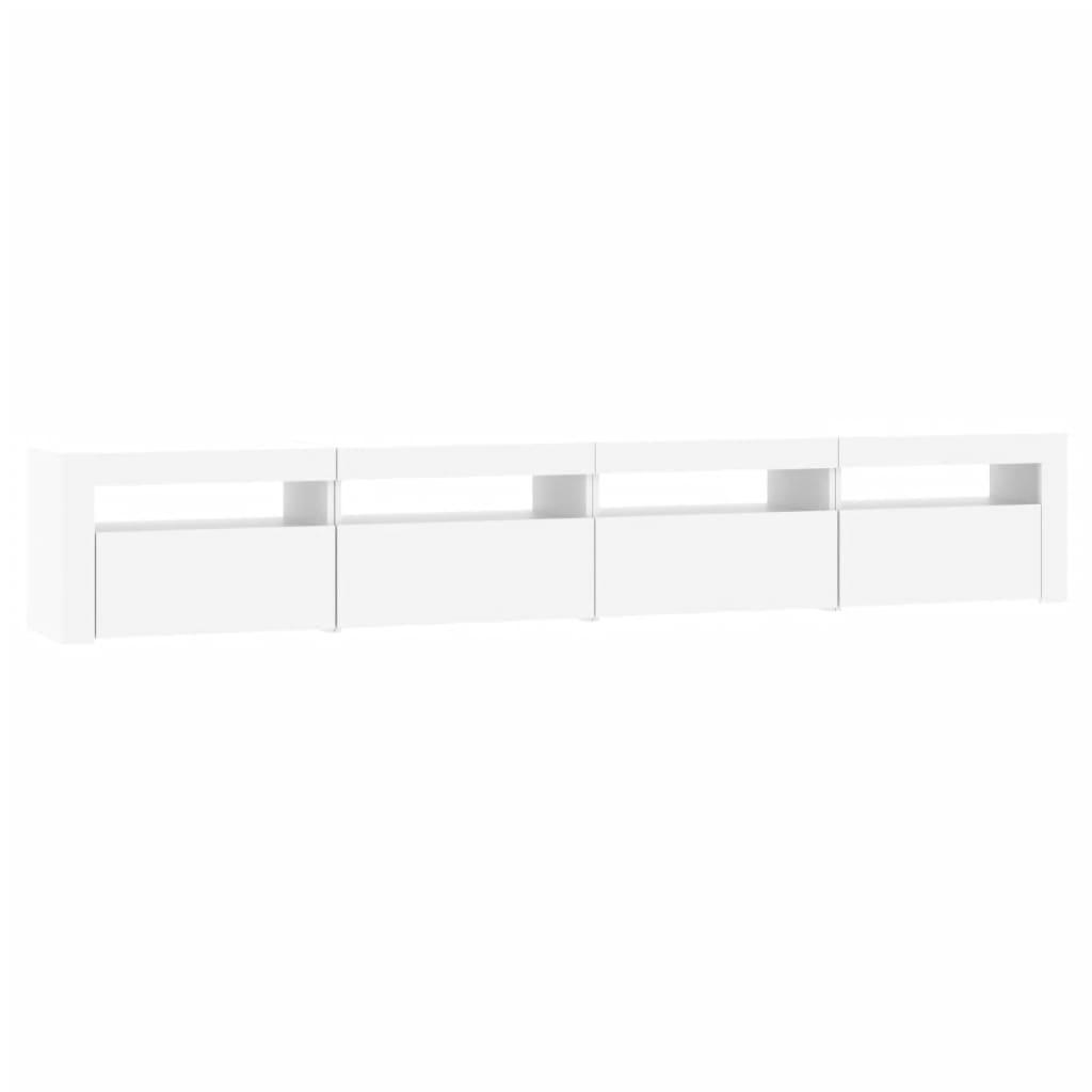 tv-skab med LED-lys 240x35x40 cm hvid