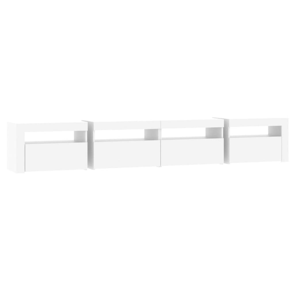 tv-skab med LED-lys 240x35x40 cm hvid
