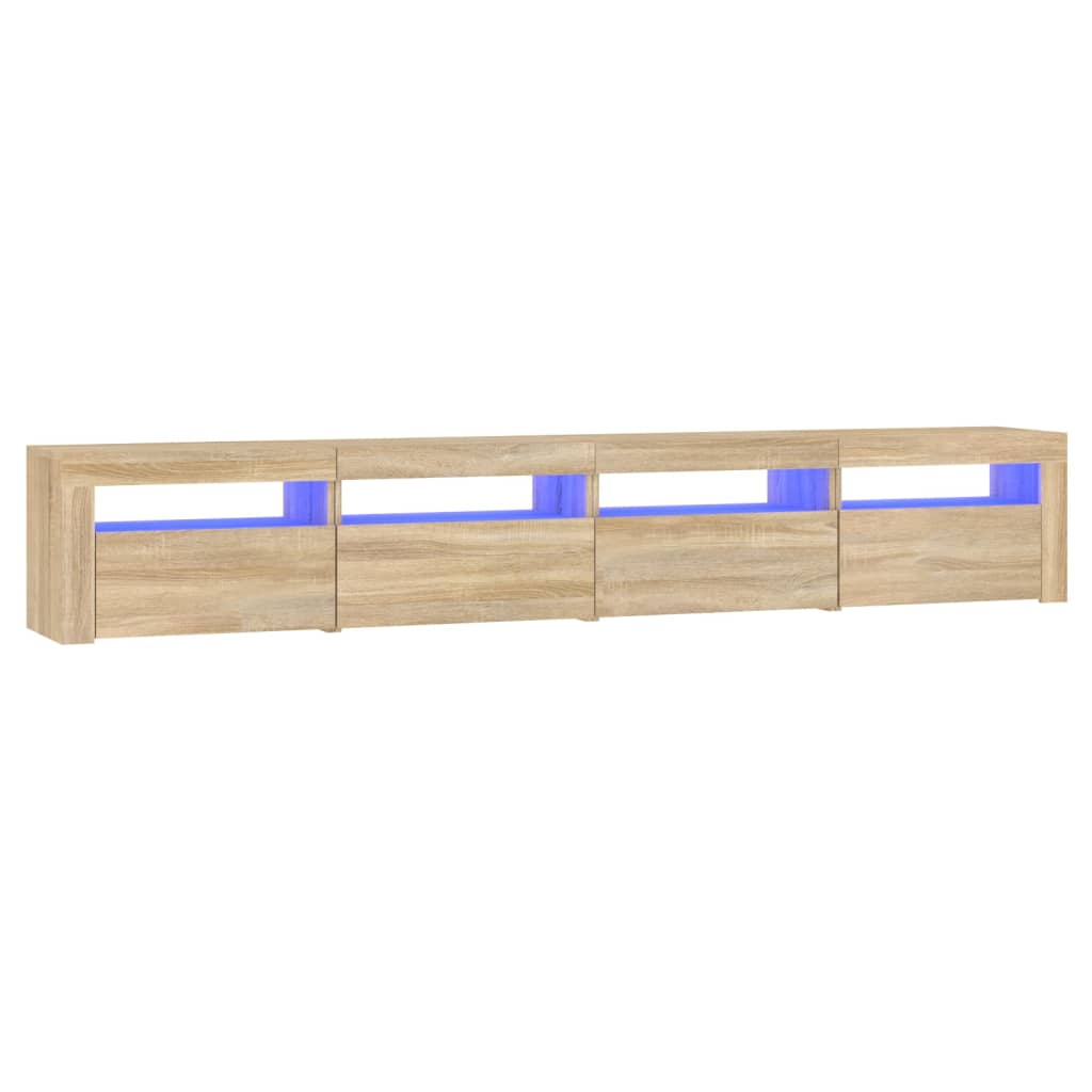 tv-skab med LED-lys 240x35x40 cm sonoma-eg