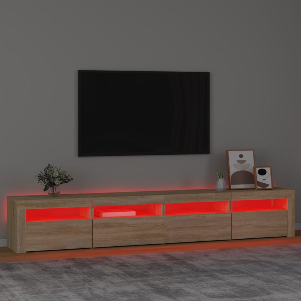 tv-skab med LED-lys 240x35x40 cm sonoma-eg