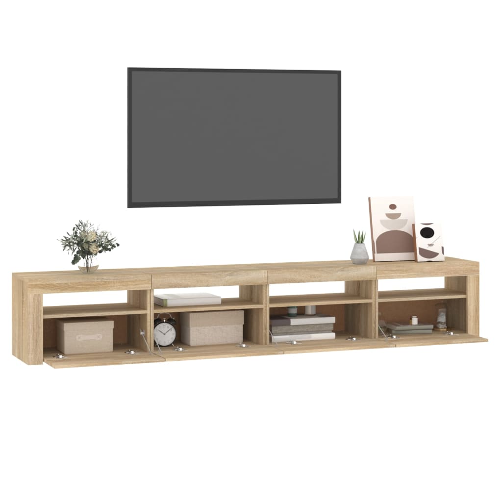tv-skab med LED-lys 240x35x40 cm sonoma-eg