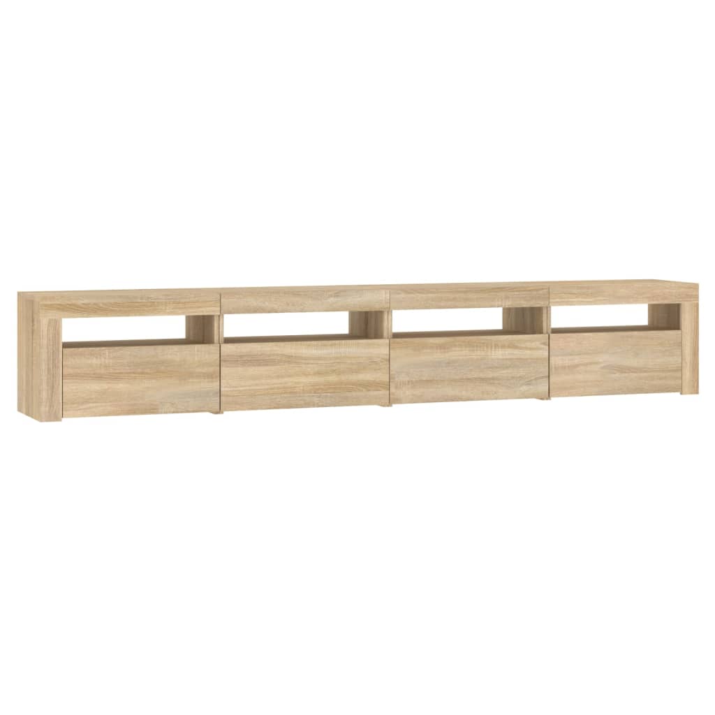 tv-skab med LED-lys 240x35x40 cm sonoma-eg